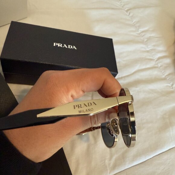 Prada Sunglasses in Pale Gold/Dark Grey - Picture 3 of 8